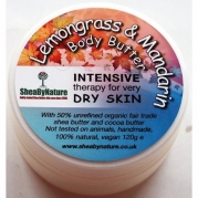 120g Shea Butter Intensive Body Butter with Lemongrass and Mandarin Essential Oil, Also with Cocoa Butter and Vitamin E, Ideal for All Over the Body, Hands, Feet, Hair and Scalp from Sheabynature.