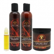 As I Am Curl Clarity Shampoo & Leave-in Conditioner, Curling Jelly 8oz SET (w/ Roll-on Body Oil)