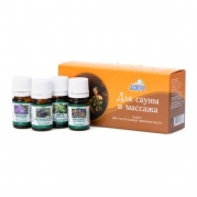 Set of 4 Essential Oils for Bath and Sauna: Lavender, Juniper, Mint, Eucalyptus, 4 x 5 Ml