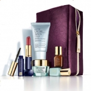 Estee Lauder 2013 Gift Set $135 Value including Skincare Duo, Advanced Night Repair Serum, Cleanser, Lipstick, Mascara with Purple Cosmetic Bag