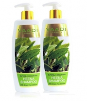 Heena with Green Tea Extracts Shampoo - Smoothing Shampoo - ALL Natural Herbal Shampoo - Paraben Free - Sulfate Free - Scalp Therapy - Moisture Therapy - Suitable for All Hair Types - Value Pack of 2 X 11.8 Ounces - Vaadi Herbals