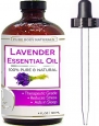 BEST Lavender Oil - 100 % NATURAL Premium Quality Bulgarian Huge 4 oz with Dropper - Lavender Essential Oil Uses, Treats Stress, Anxiety, and Depression - Lavender Oil Benefits, Ideal for Massages, Aromatherapy, Sleep Aid, Alleviating Headaches, and Migra