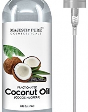 Majestic Pure Fractionated Coconut Oil 16 Oz - 100% Pure & Natural - One of the Best Aromatherapy Carrier Oils - Moisturizer & Softener, Excellent as a Massage Oil with Numerous Skin & Hair Benefits