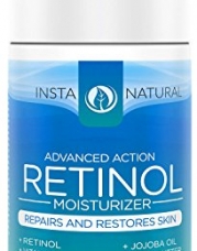 InstaNatural Retinol Moisturizer Cream - With Vitamin C, Hyaluronic Acid, Organic Jojoba Oil & More - Best Formula for Smooth & Hydrated Look - Safe for Skin on Face & Neck- 3.4 Oz