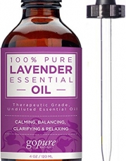 goPURE Lavender Essential Oil - 4 Oz - Lavender Oil for DIY Skin Care & Aromatherapy - 100% Natural & Pure Essential Oils - Therapeutic Grade - No Synthetics, or Additives - Glass Dropper Included