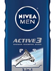 NIVEA MEN Active3 3-in-1 Body Wash Shower Gel, 16.9 oz Bottle (Pack of 3)