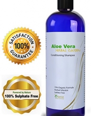 Sulfate Free Aloe Vera Herbal Conditioning Shampoo for Color Treated, Oily, Thinning or Fine Hair 73% Organic Ingredients and No Harsh Chemicals. Infused with 15 Herbs and Oils, Tea Tree, Jojoba, Olive, Rose Hip & More By 6th Sense