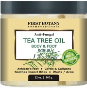 100% Natural Anti Fungal Tea Tree Oil Body & Foot Scrub 12 oz. with Dead Sea Salt - Best for Acne, Dandruff and Warts, Helps with Corns, Calluses, Athlete foot, Jock Itch & Body Odor
