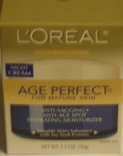 L'Oreal Skin Expertise Night Creme Age Perfect for Mature skin Anti-Sagging And Anti-Age Spot Hydrating Moisturizer Cream with Soy Seed Proteins, 2.5 Ounce Jar